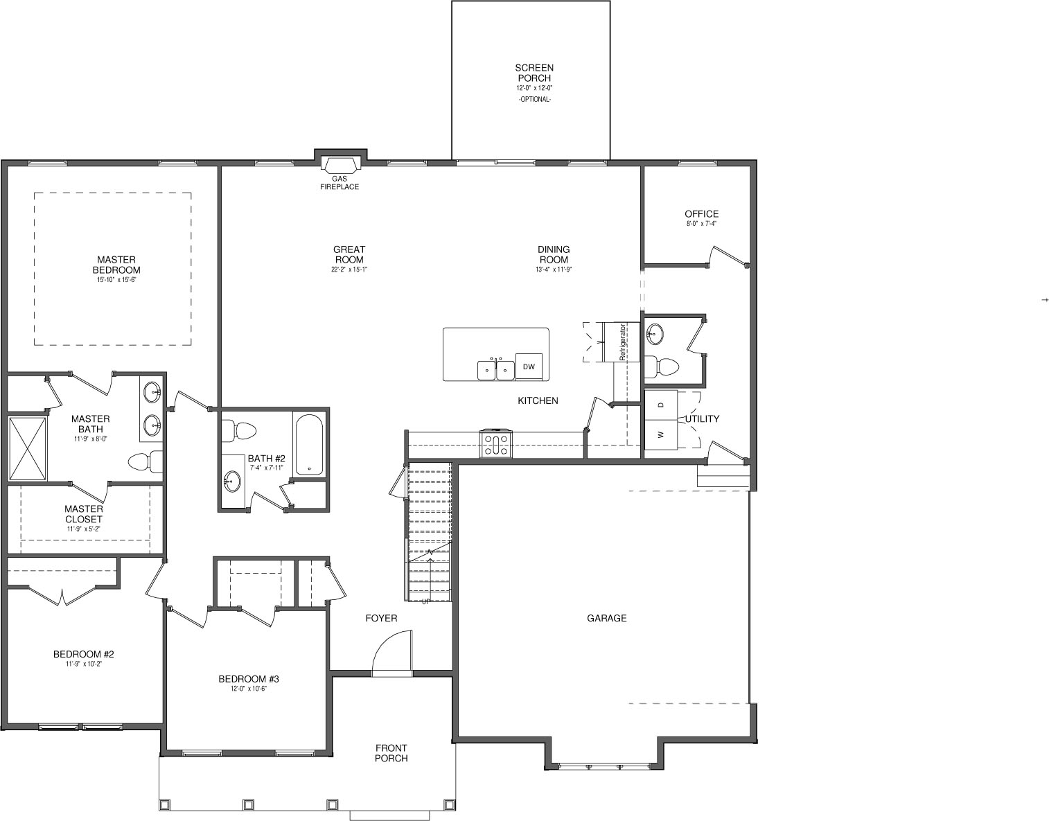 The Wilow first floor plan, Seely Homes, Delaware