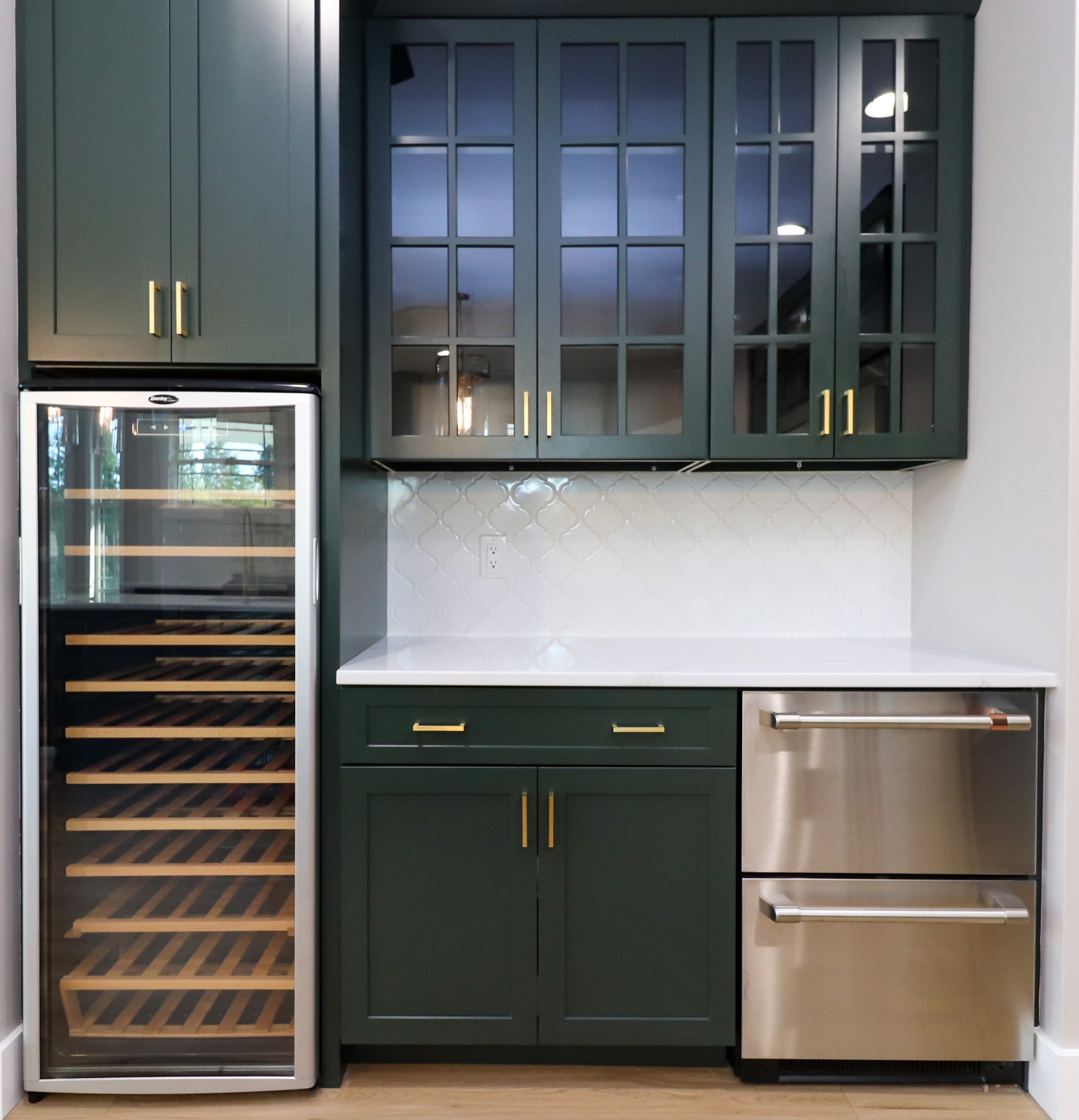 Green Custom Bar Cabinets, Seely Homes