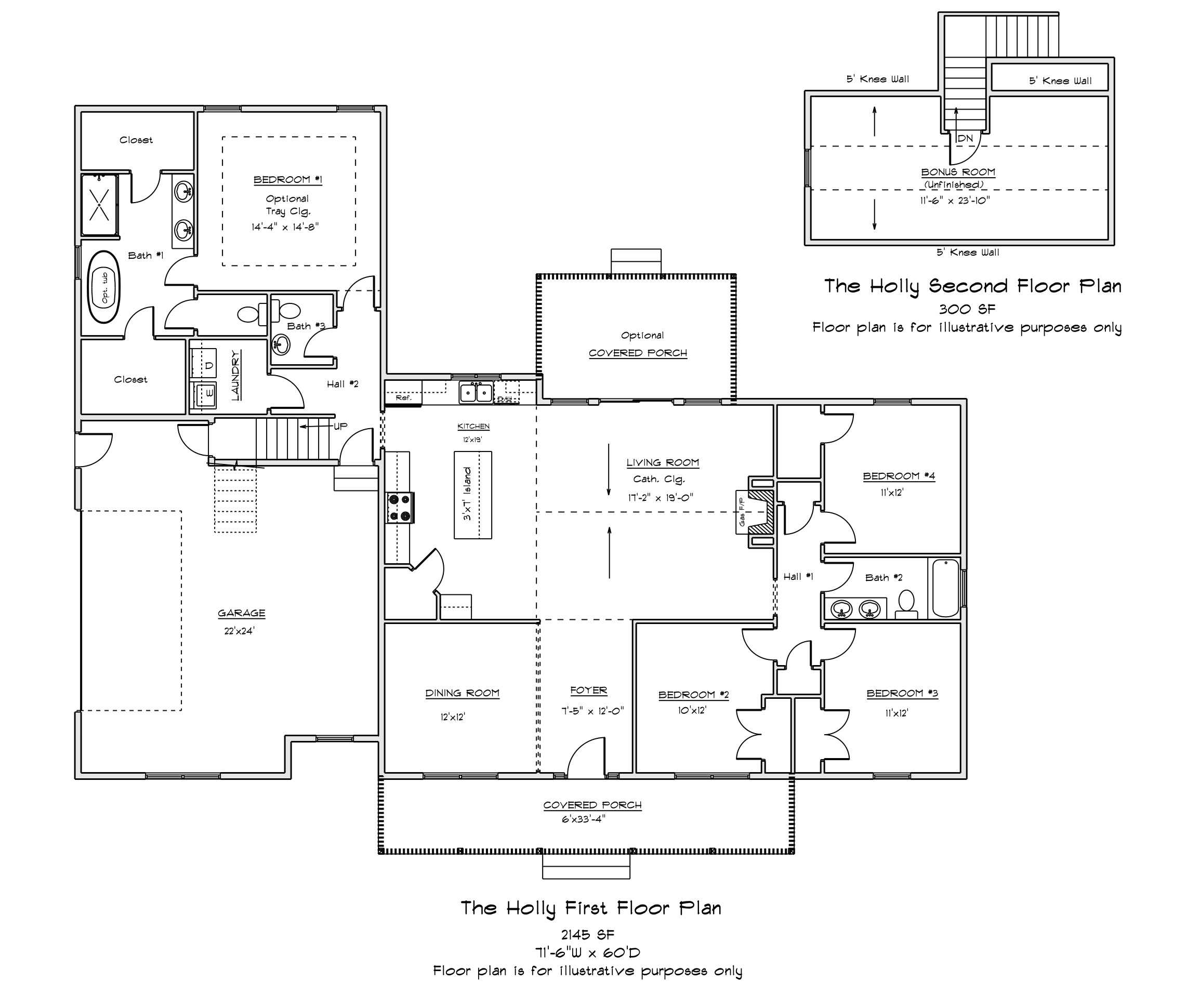 Floor plans for The HOLLY home design by Seely Homes, Delaware